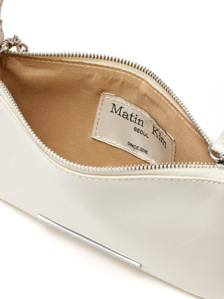 GLOSSY LEATHER MICRO BAG IN IVORY