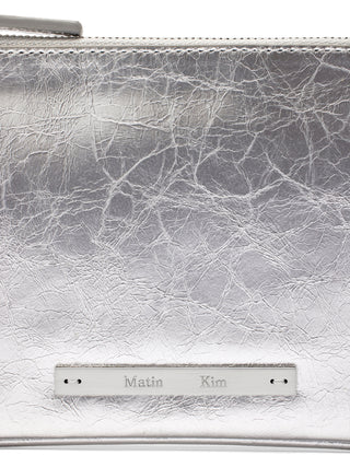 GLOSSY LEATHER MICRO BAG IN SILVER