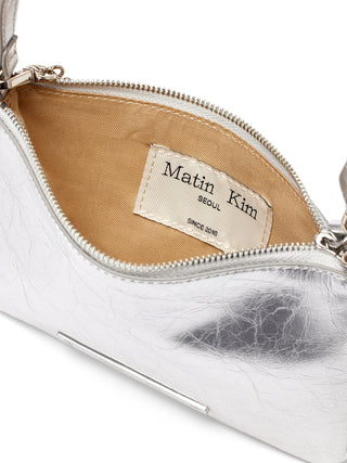 GLOSSY LEATHER MICRO BAG IN SILVER