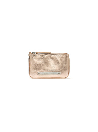 GLOSSY LEATHER COIN WALLET IN CHAMPAGNE