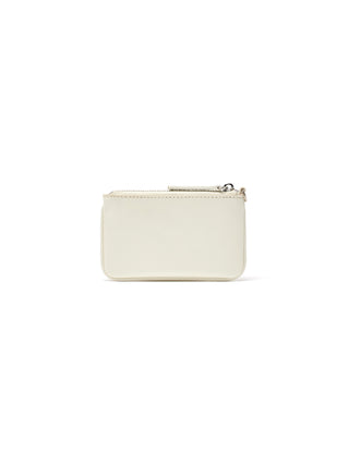 GLOSSY LEATHER COIN WALLET IN IVORY