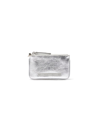 GLOSSY LEATHER COIN WALLET IN SILVER