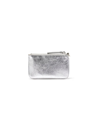 GLOSSY LEATHER COIN WALLET IN SILVER
