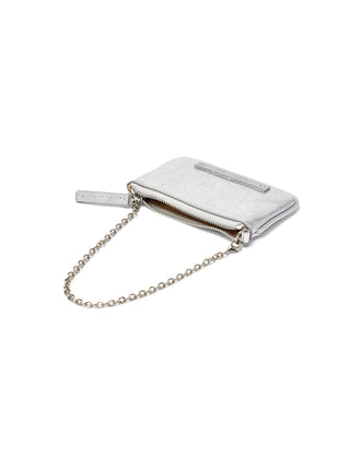 GLOSSY LEATHER COIN WALLET IN SILVER