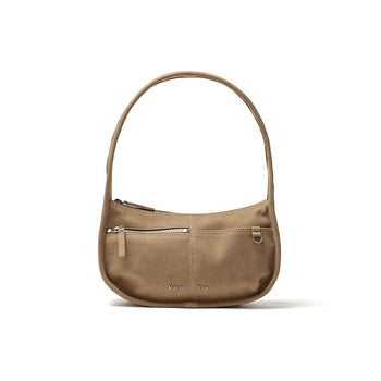 ZIP AROUND SUEDE SHOULDER BAG IN BEIGE