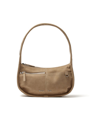 ZIP AROUND SUEDE SHOULDER BAG IN BEIGE