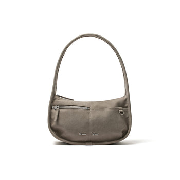 ZIP AROUND SUEDE SHOULDER BAG IN GREY