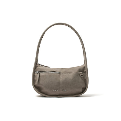 ZIP AROUND SUEDE SHOULDER BAG IN GREY