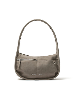 ZIP AROUND SUEDE SHOULDER BAG IN GREY