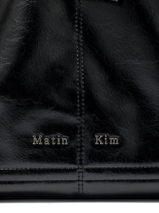 POCKET SHIRRING RIBBON BIG BAG IN BLACK