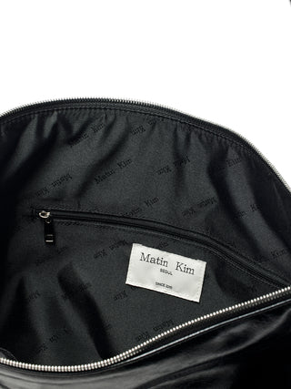 POCKET SHIRRING RIBBON BIG BAG IN BLACK