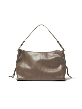 SIDE ZIPPER SHOULDER BAG IN DARK BROWN