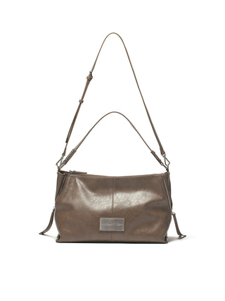SIDE ZIPPER SHOULDER BAG IN DARK BROWN