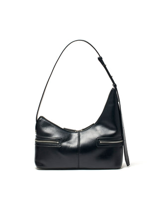 ASYMMETRICAL ZIPPER BAG IN BLACK