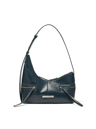 ASYMMETRICAL ZIPPER BAG IN CHARCOAL