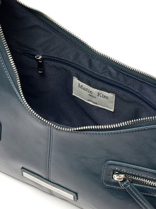 ASYMMETRICAL ZIPPER BAG IN CHARCOAL