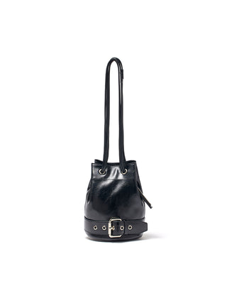 BELTED MINI BUCKET BAG IN BLACK