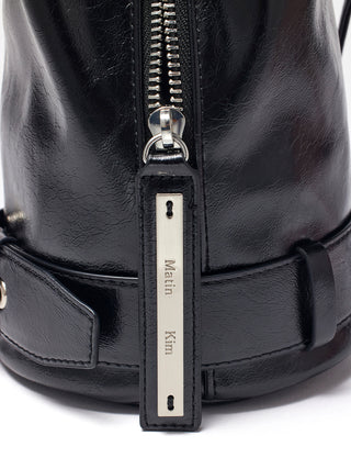 BELTED MINI BUCKET BAG IN BLACK