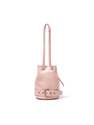 BELTED MINI BUCKET BAG IN PINK