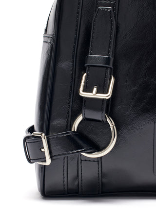 BIKER DETAIL SQUARE SHOULDER BAG IN BLACK