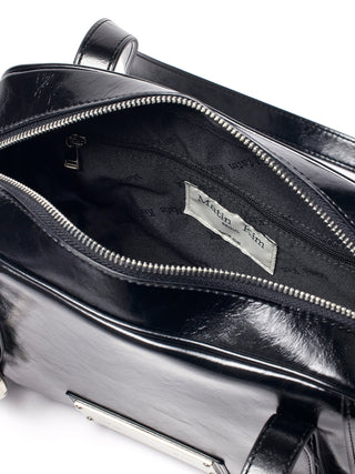 BIKER DETAIL SQUARE SHOULDER BAG IN BLACK