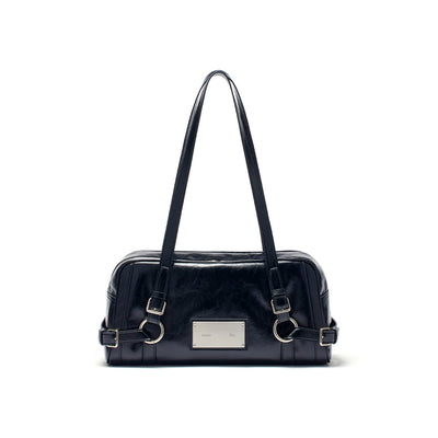 BIKER DETAIL MEDIUM SHOULDER BAG IN BLACK