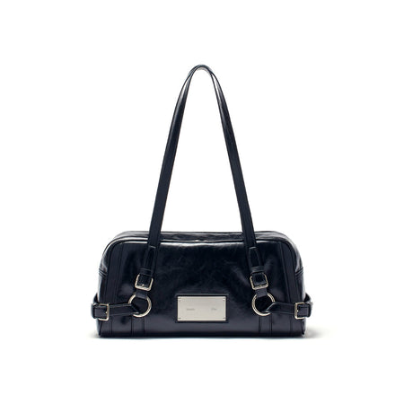 BIKER DETAIL MEDIUM SHOULDER BAG IN BLACK