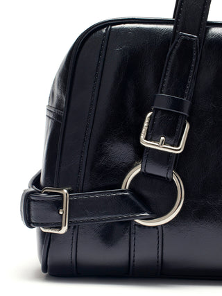 BIKER DETAIL MEDIUM SHOULDER BAG IN BLACK