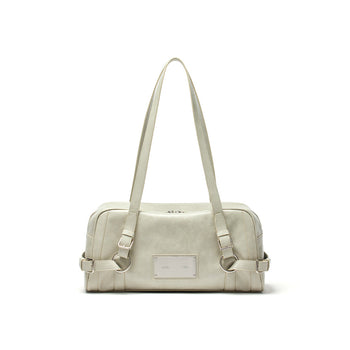 BIKER DETAIL MEDIUM SHOULDER BAG IN LIGHT GREY