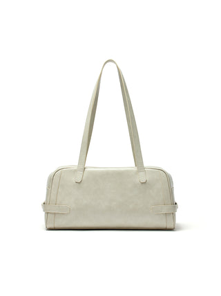 BIKER DETAIL MEDIUM SHOULDER BAG IN LIGHT GREY