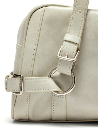 BIKER DETAIL MEDIUM SHOULDER BAG IN LIGHT GREY