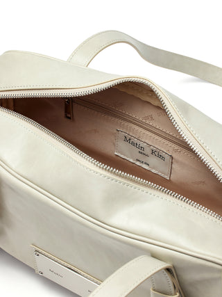 BIKER DETAIL MEDIUM SHOULDER BAG IN LIGHT GREY