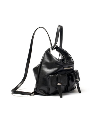 DOUBLE POCKET TWO WAY BAG IN BLACK