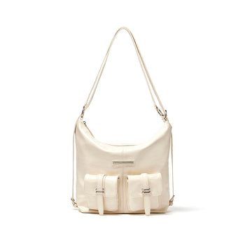 DOUBLE POCKET TWO WAY BAG IN CREAM