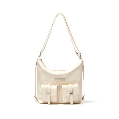 DOUBLE POCKET TWO WAY BAG IN CREAM