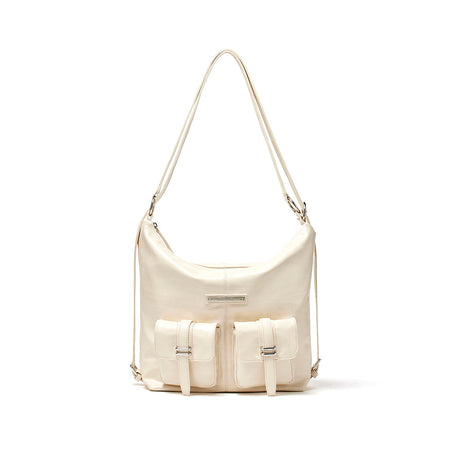DOUBLE POCKET TWO WAY BAG IN CREAM