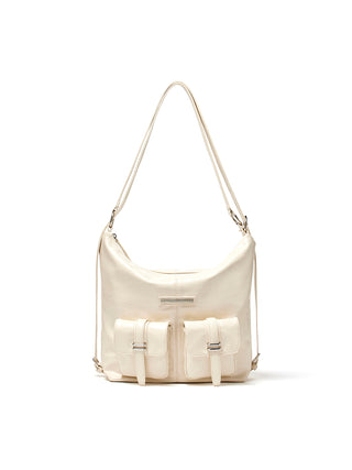 DOUBLE POCKET TWO WAY BAG IN CREAM