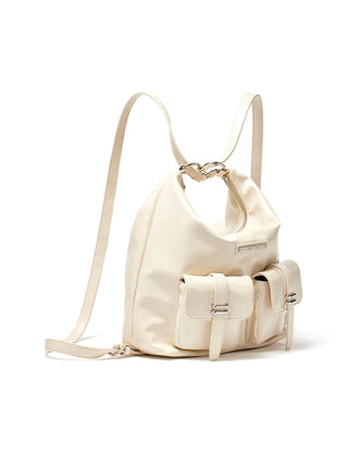 DOUBLE POCKET TWO WAY BAG IN CREAM