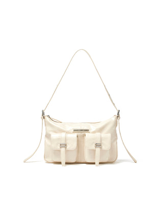DOUBLE POCKET SHOULDER BAG IN CREAM