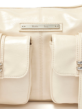 DOUBLE POCKET SHOULDER BAG IN CREAM