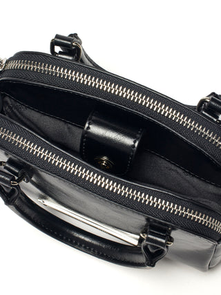 DOUBLE ZIPPER MINI CROSS BAG IN BLACK