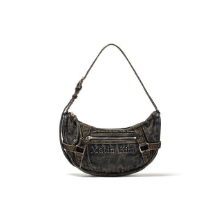 MATIN WASHED DENIM MINI HOBO BAG IN BLACK