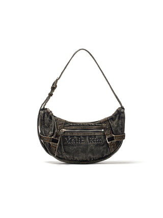 MATIN WASHED DENIM MINI HOBO BAG IN BLACK