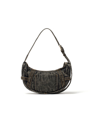 MATIN WASHED DENIM MINI HOBO BAG IN BLACK