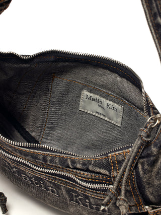 MATIN WASHED DENIM MINI HOBO BAG IN BLACK
