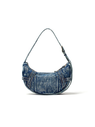 MATIN WASHED DENIM MINI HOBO BAG IN BLUE