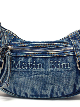 MATIN WASHED DENIM MINI HOBO BAG IN BLUE