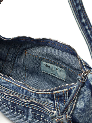MATIN WASHED DENIM MINI HOBO BAG IN BLUE