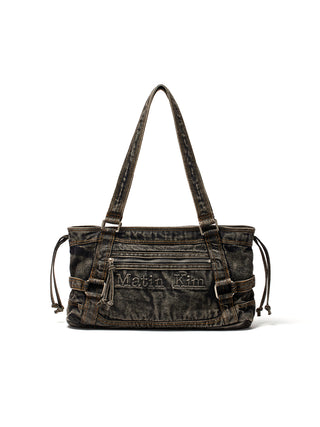 MATIN WASHED DENIM SQUARE BAG IN BLACK