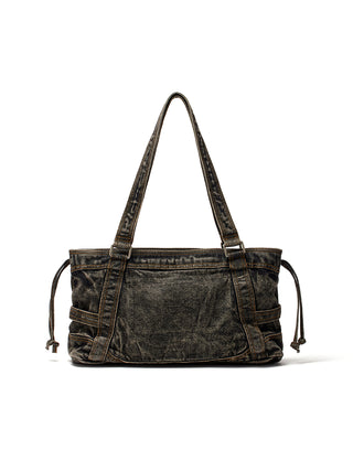 MATIN WASHED DENIM SQUARE BAG IN BLACK